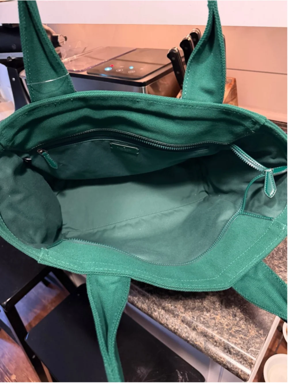 NWT Kate Spade XL Green Canvas Totebag